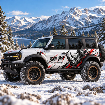 Aggressive Rhino SUV Decal for Bronco | Off-Road Beast Side Graphic Wrap
