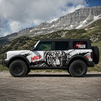Overland Tiger SUV Decal | Aggressive Off-Road Side Vinyl Wrap for Jeep Bronco