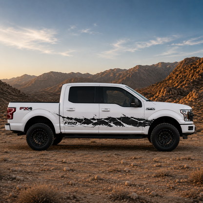 Black Cracked Truck Decal for Ford F-150 | Aggressive Side Vinyl Wrap