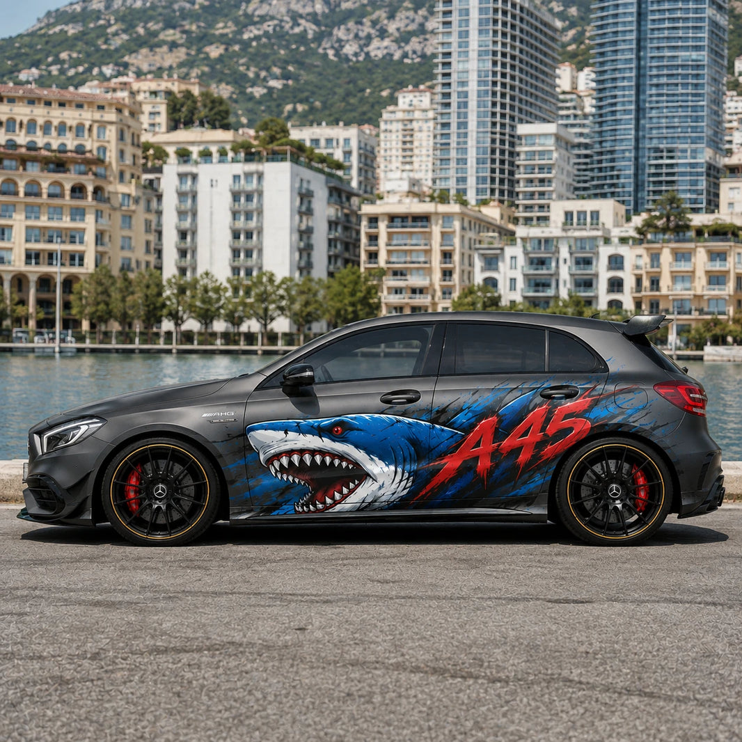 Shark Attack Car Decal for Sport Sedan | Street Racing Vinyl Wrap