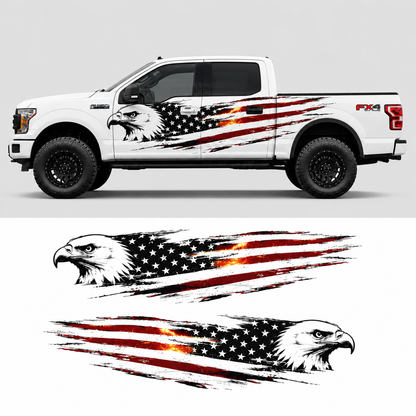 Eagle American Flag Truck Decal for Ford F-150 | Patriotic Side Vinyl Wrap