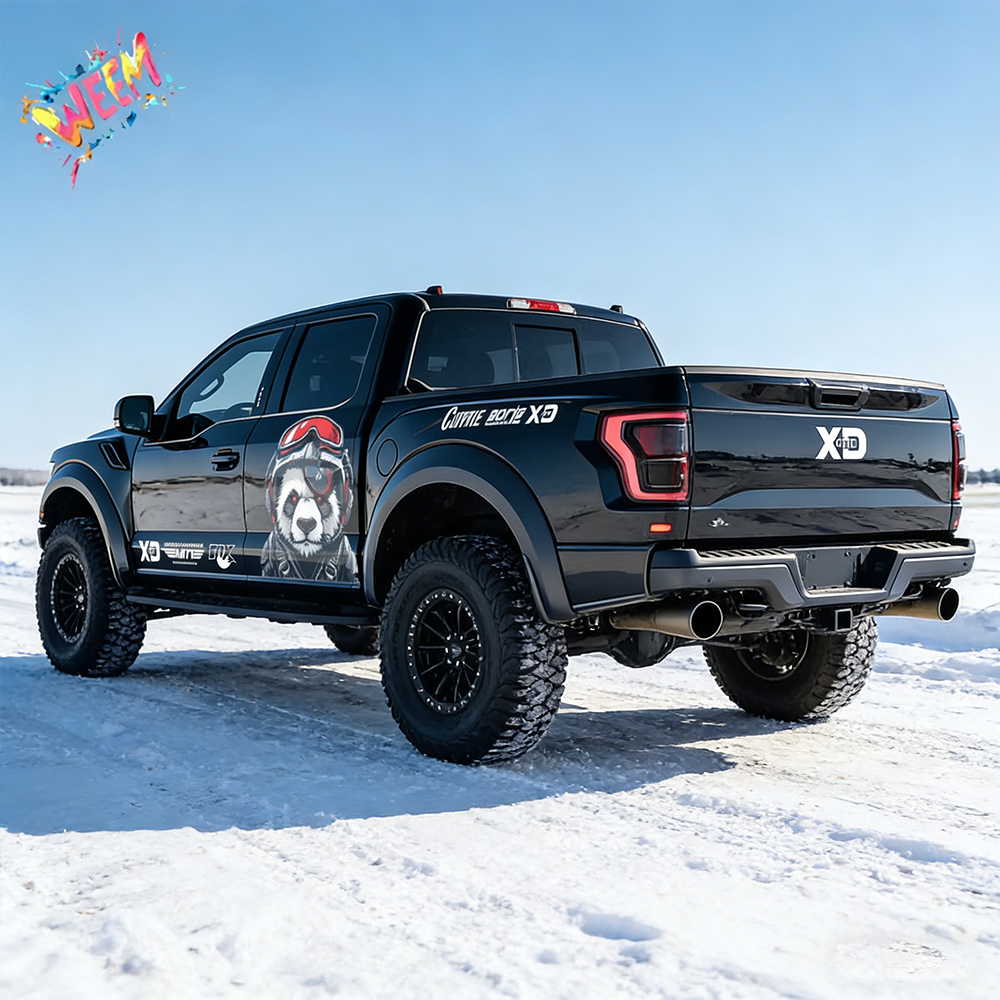 Pilot Panda Pickup Truck Decal | Off-Road Helmet Animal Vinyl Wrap Kit