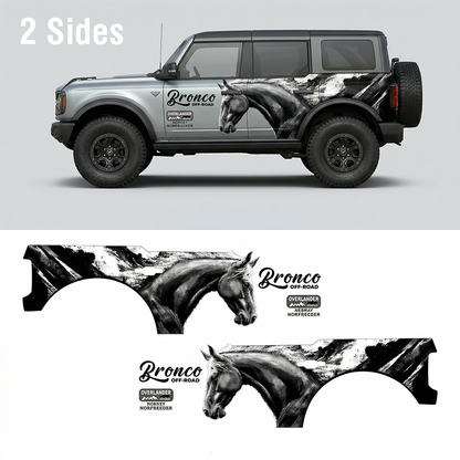 Black Horse SUV Decal | Brush Stroke Animal Side Graphic Vinyl Wrap Kit