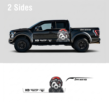 Pilot Panda Pickup Truck Decal | Off-Road Helmet Animal Vinyl Wrap Kit
