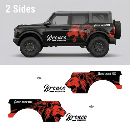 Red Lion Off-Road SUV Decal | Aggressive Animal Side Vinyl Wrap