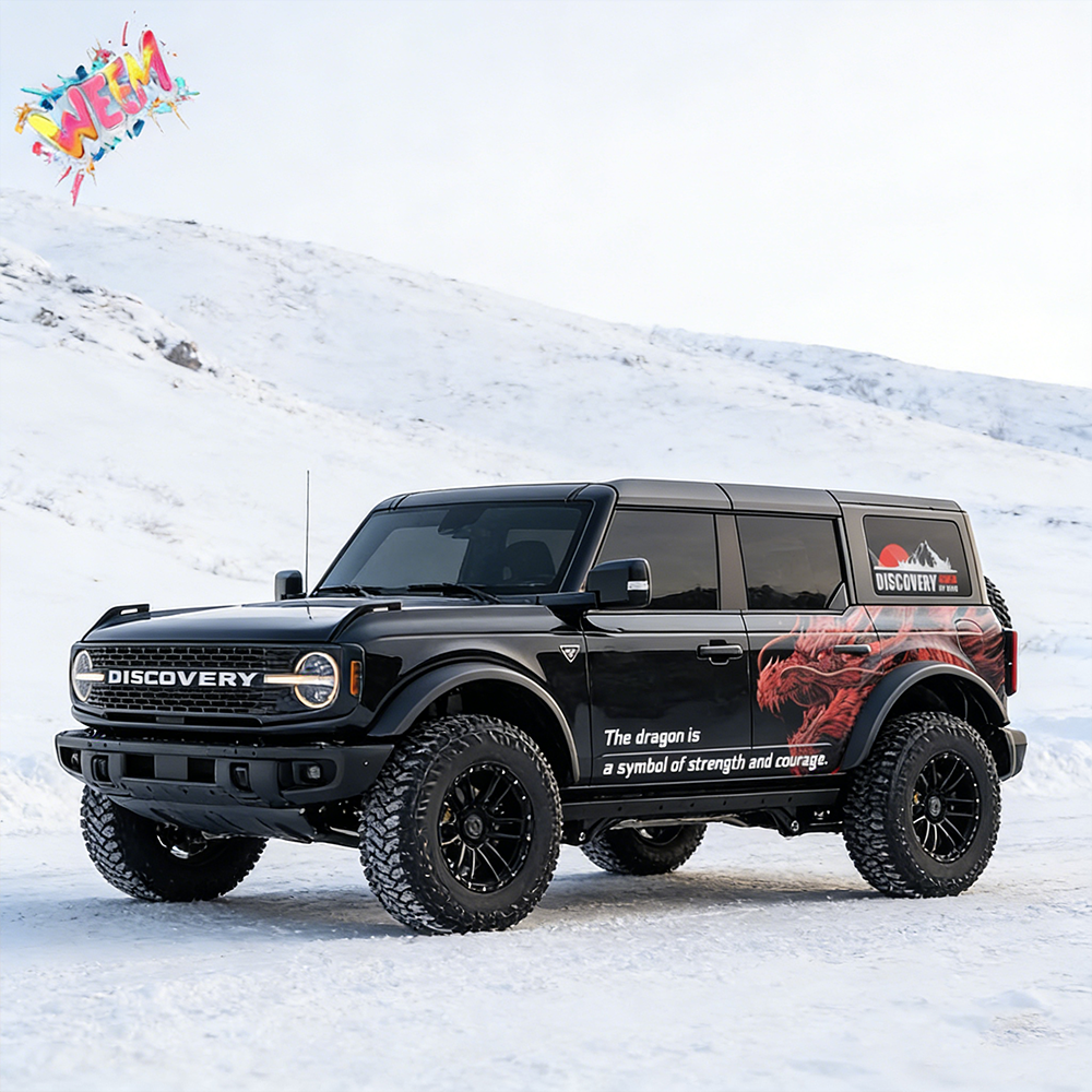 Red Dragon Flame SUV Decal for Bronco | Fierce Dragon Side Graphic Wrap