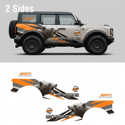 Roaring Bear Warning Car Decal for Ford Bronco | Aggressive Off-Road Vinyl Wrap