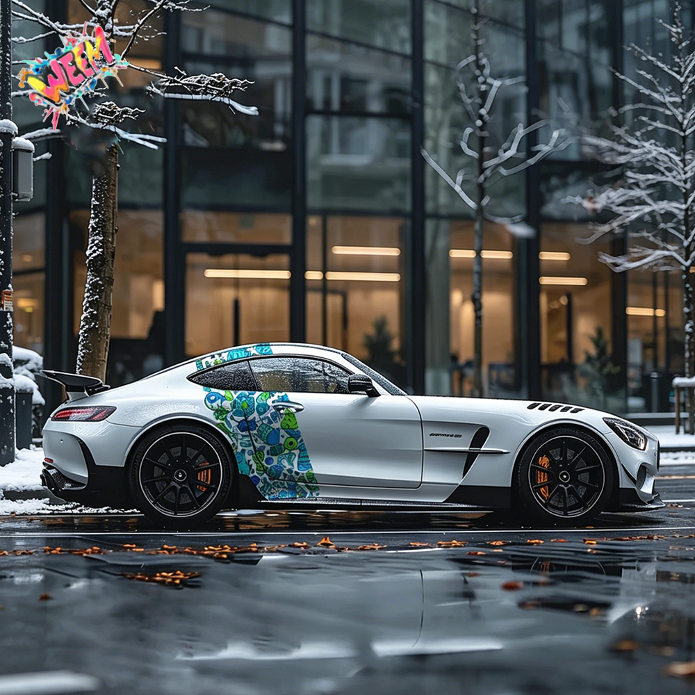 Graffiti Cartoon Car Decal for Mercedes AMG GT | Custom Side Vinyl Wrap