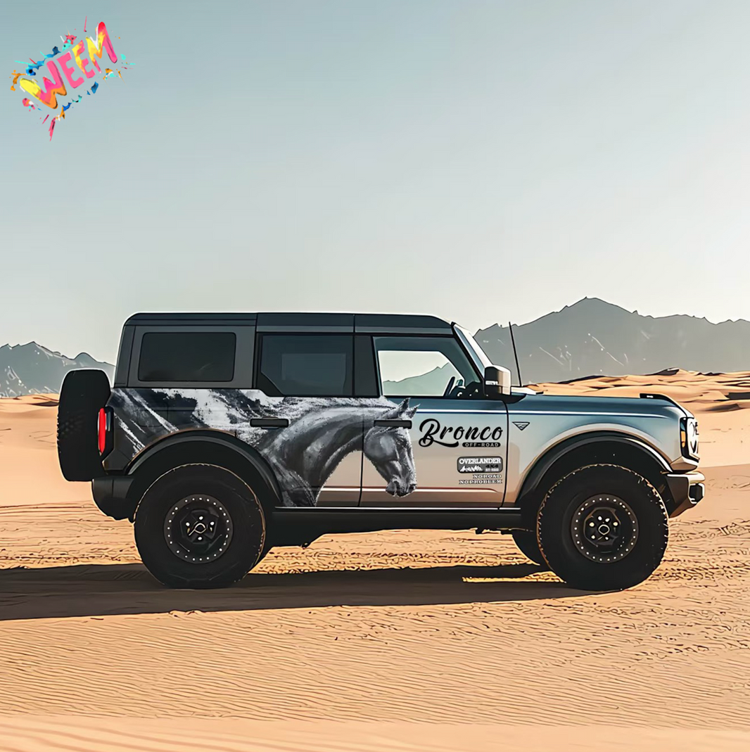 Black Horse SUV Decal | Brush Stroke Animal Side Graphic Vinyl Wrap Kit
