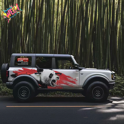 Red Brush Panda SUV Decal | Aggressive Animal Side Wrap Graphic