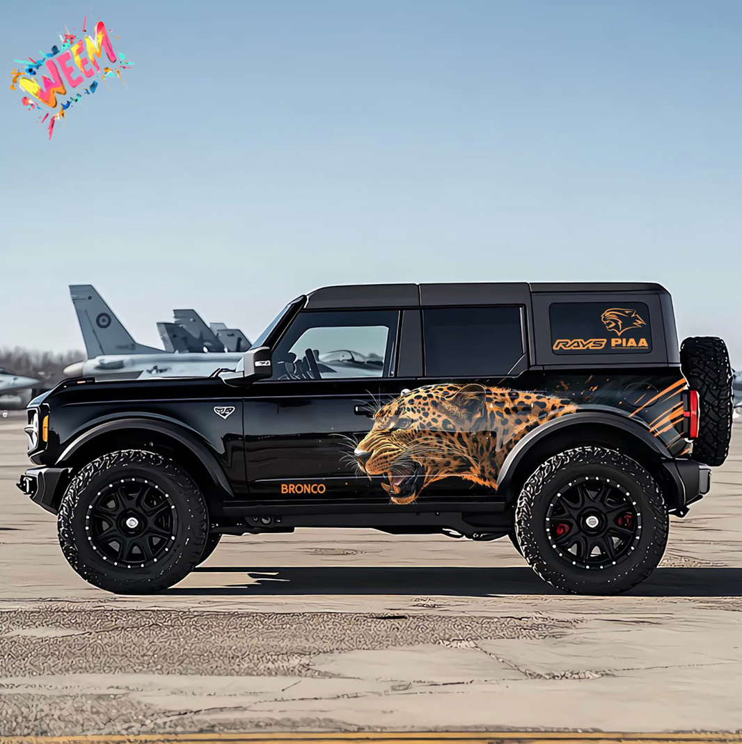 Roaring Leopard SUV Decal | Aggressive Predator Side Graphic Kit