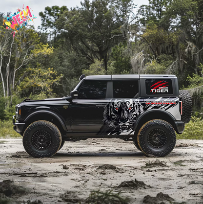Overland Tiger SUV Decal | Aggressive Off-Road Side Vinyl Wrap for Jeep Bronco