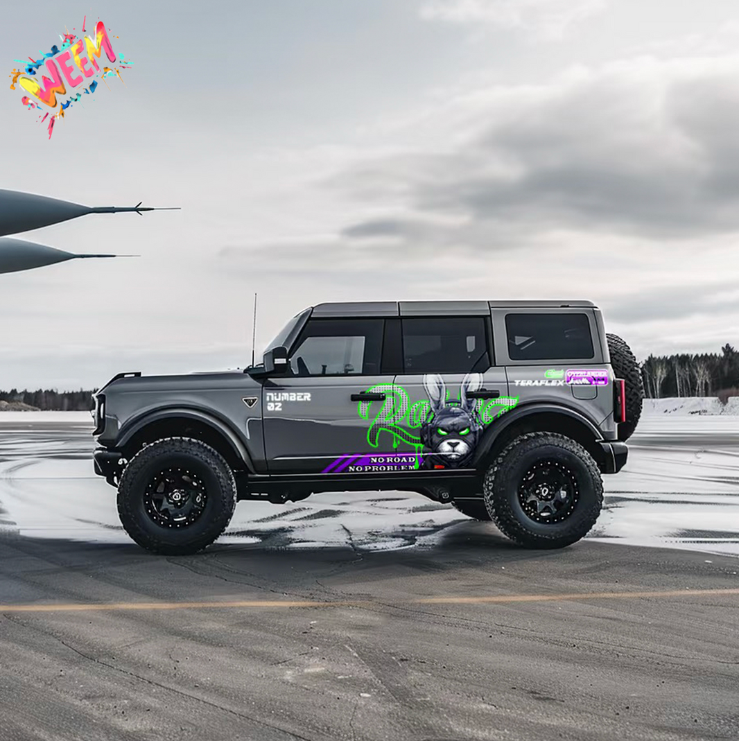 Neon Rabbit SUV Decal | Street Racing Style Side Graphic