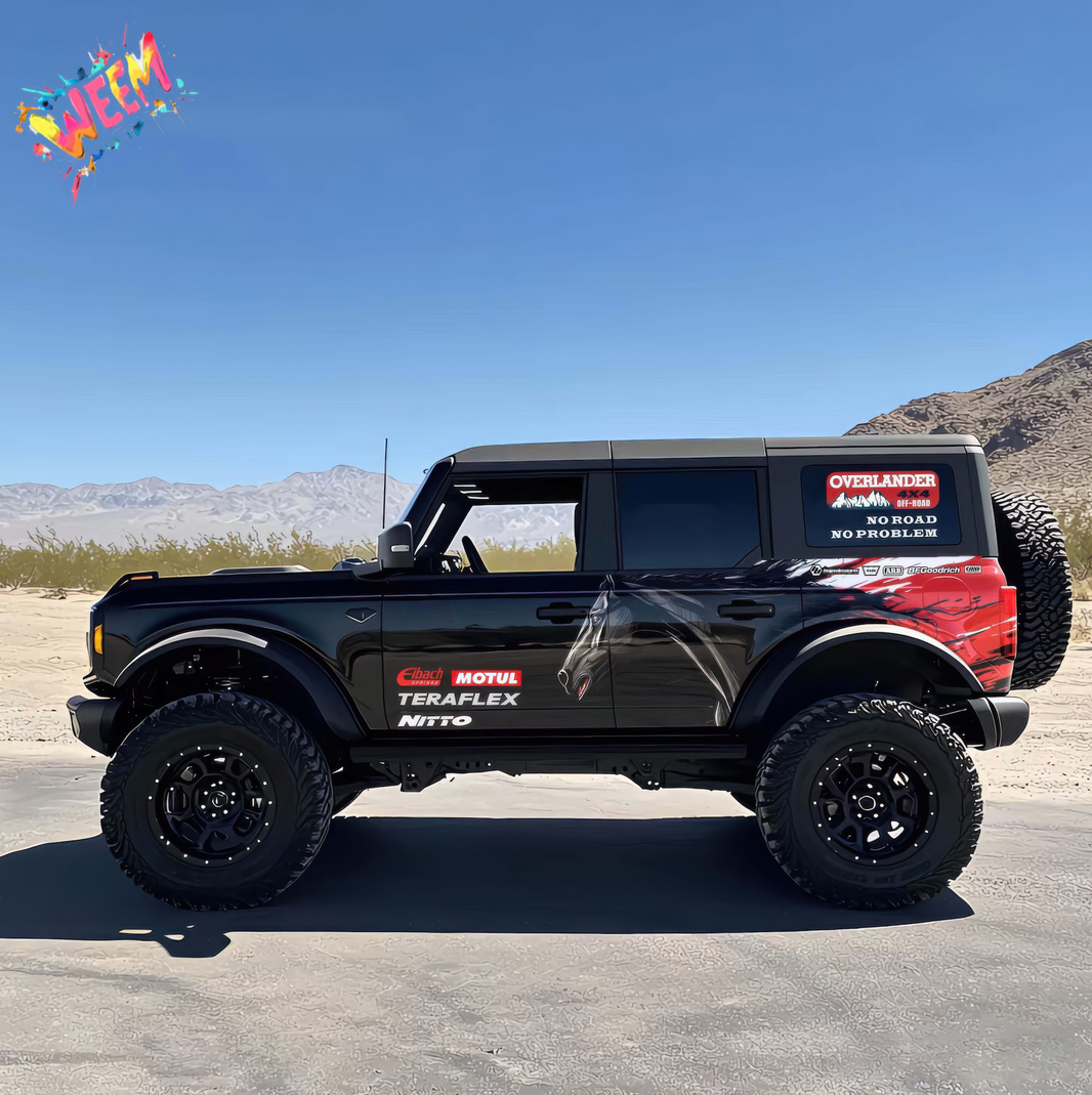 Black Horse SUV Decal for Bronco | Speed Brush Style Side Graphic Wrap
