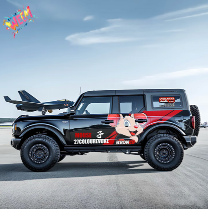 Cartoon Mouse Bronco Decal | Funny Character Vinyl Wrap for Ford Bronco
