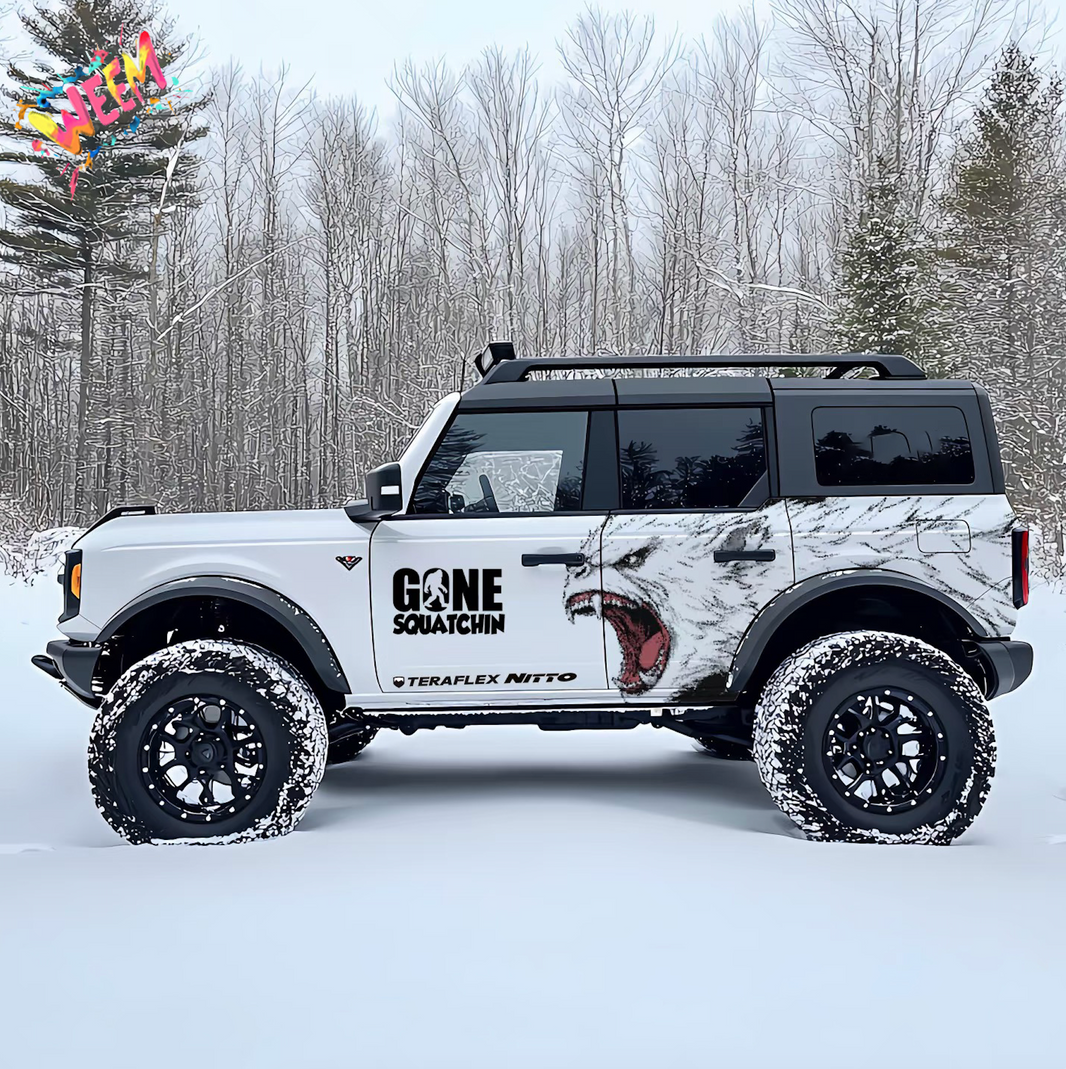 Arctic Wolf SUV Decal Wrap for Jeep Wrangler | Roaring Predator Off-Road Side Graphics