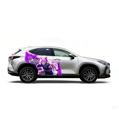 Anime Style Neon Girl Car Decal for Sedan | Custom Street Art Vinyl Wrap（Both Sides）