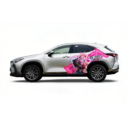 Anime Style Neon Girl Car Decal for Sedan | Custom Street Art Vinyl Wrap（Both Sides）