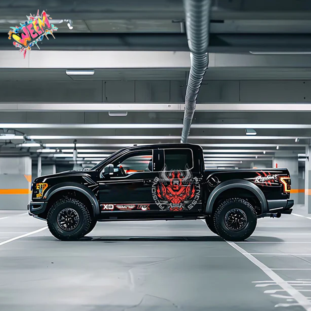 Demon Mask Badge Truck Decal for Ford Raptor | Aggressive Samurai Vinyl Wrap