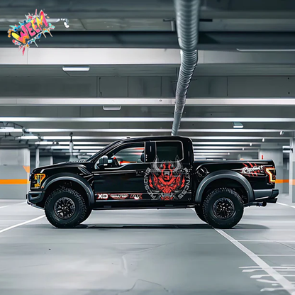Demon Mask Badge Truck Decal for Ford Raptor | Aggressive Samurai Vinyl Wrap