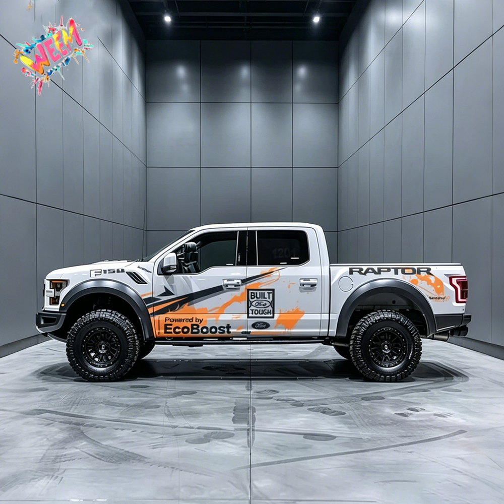 Splash Graphic Pickup Truck Decal | Orange Black Performance Vinyl Wrap Kit