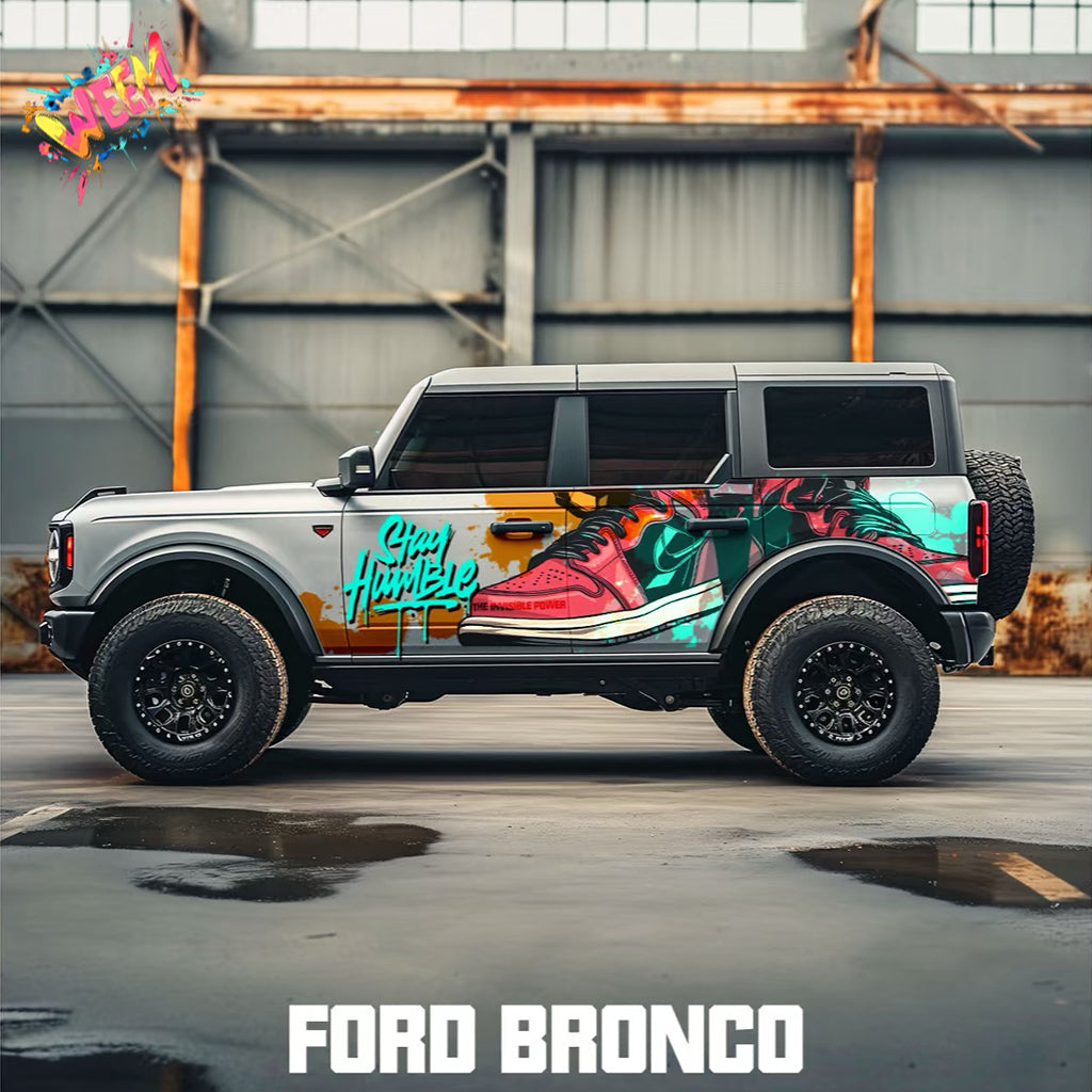 Colorful Street Art Car Decal for Ford Bronco | Graffiti Side Vinyl Wrap