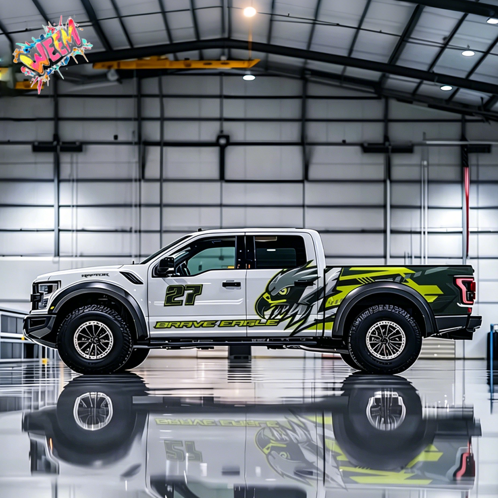 Racing Eagle Number 27 Truck Decal for Ford Raptor | Sport Stripe Vinyl Wrap