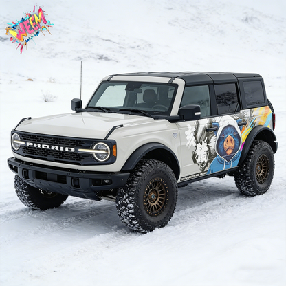 Cartoon Pig Car Decal for Ford Bronco | Street Art Animal Vinyl Wrap