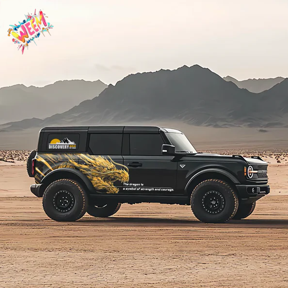 Golden Dragon SUV Decal | Mythical Side Vinyl Wrap for Off-Road Vehicles