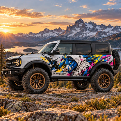 Cartoon Pig Car Decal for Ford Bronco | Street Art Animal Vinyl Wrap