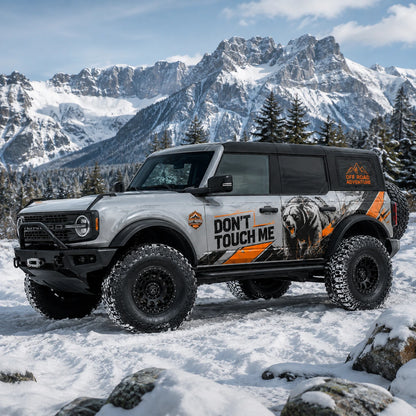 Roaring Bear Warning Car Decal for Ford Bronco | Aggressive Off-Road Vinyl Wrap