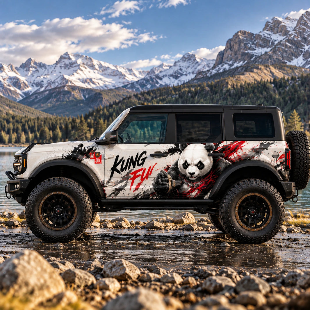 Kung Fu Panda Style SUV Decal for Bronco | Martial Arts Panda Side Graphic Wrap