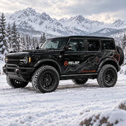 Relief Terrain SUV Decal | Topographic Map Block Off-Road Side Vinyl Wrap for Jeep Bronco