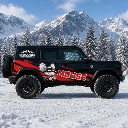 Cartoon Mouse SUV Decal | Red Side Stripe Animal Vinyl Wrap Kit