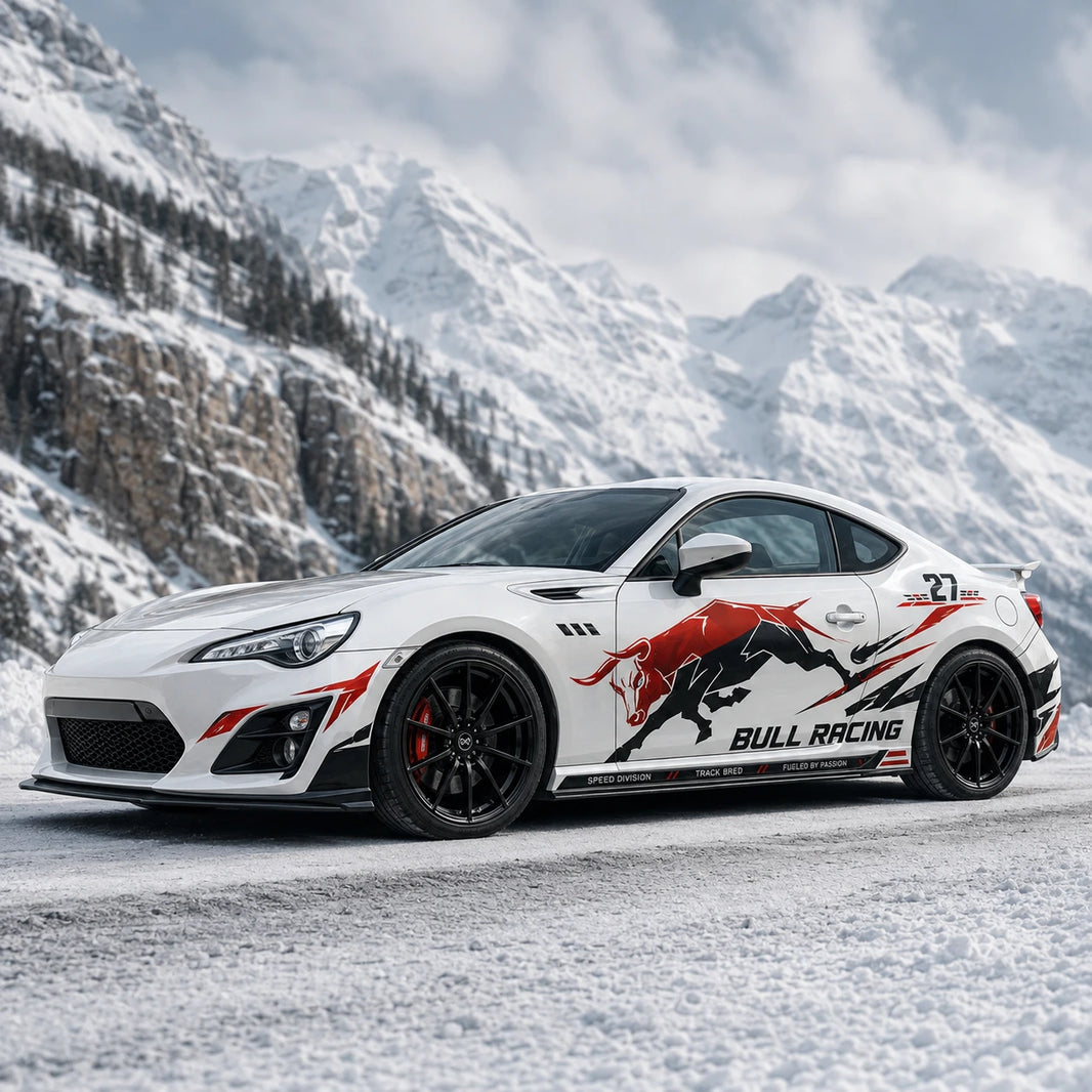 Bull Racing Car Decal for Sport Coupe | Performance Red Bull Style Vinyl