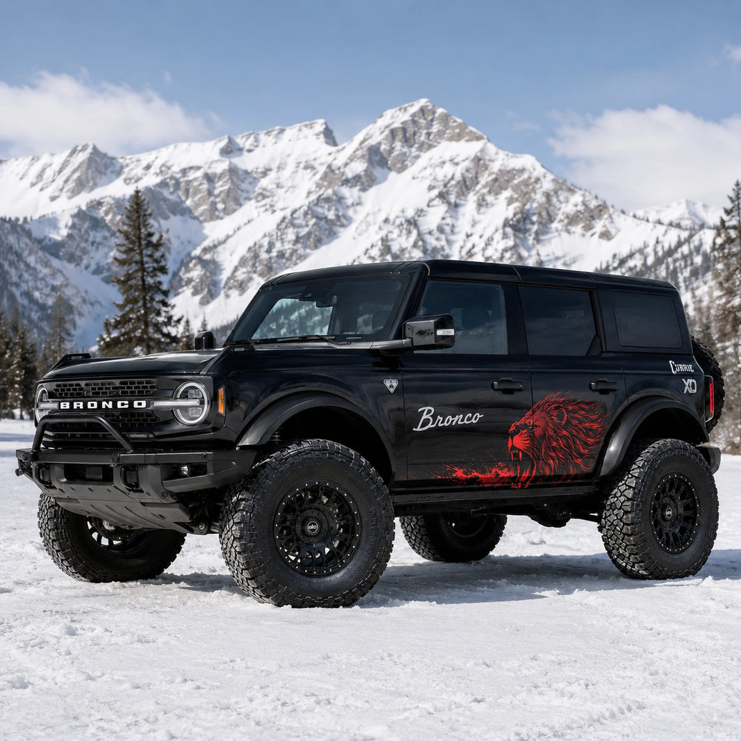 Red Lion Off-Road SUV Decal | Aggressive Animal Side Vinyl Wrap