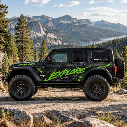 Contour Line Topographic SUV Decal for Jeep Wrangler | Overland Terrain Map Side Wrap