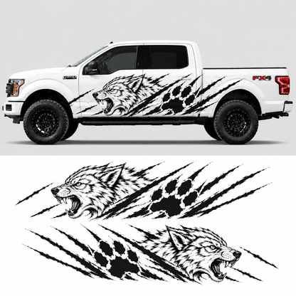 Wolf Claw Truck Decal for Ford F-150 | Aggressive Wolf Side Vinyl Wrap
