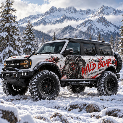 Wild Boar SUV Decal for Ford Bronco | Aggressive Off-Road Animal Side Vinyl Wrap