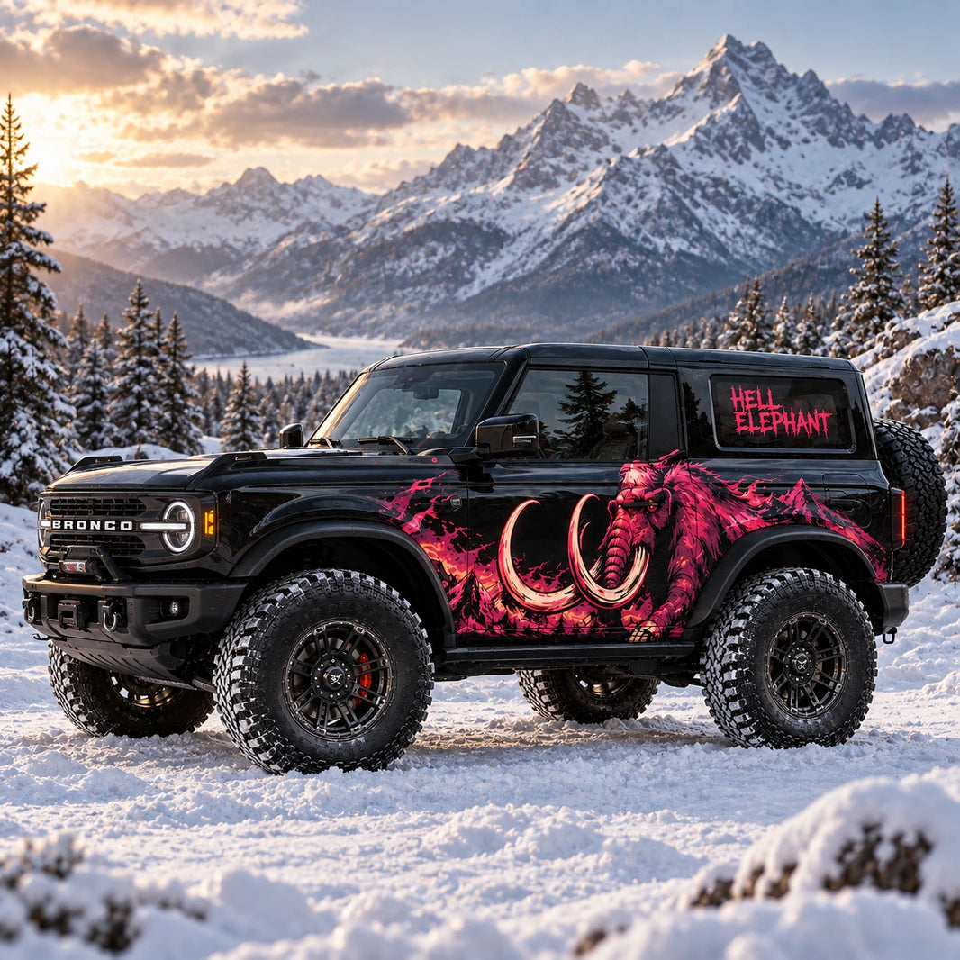 Flaming Elephant SUV Decal | Fire Beast Side Graphic Kit