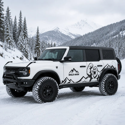 Sasquatch Mountain SUV Decal for Jeep Wrangler | Bigfoot Wilderness Off-Road Side Wrap