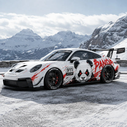 Panda Racing Car Decal for Sports Car | Animal Style Vinyl Wrap