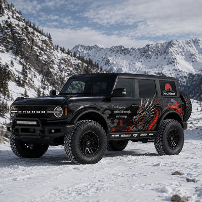 Red Dragon Flame SUV Decal for Bronco | Fierce Dragon Side Graphic Wrap