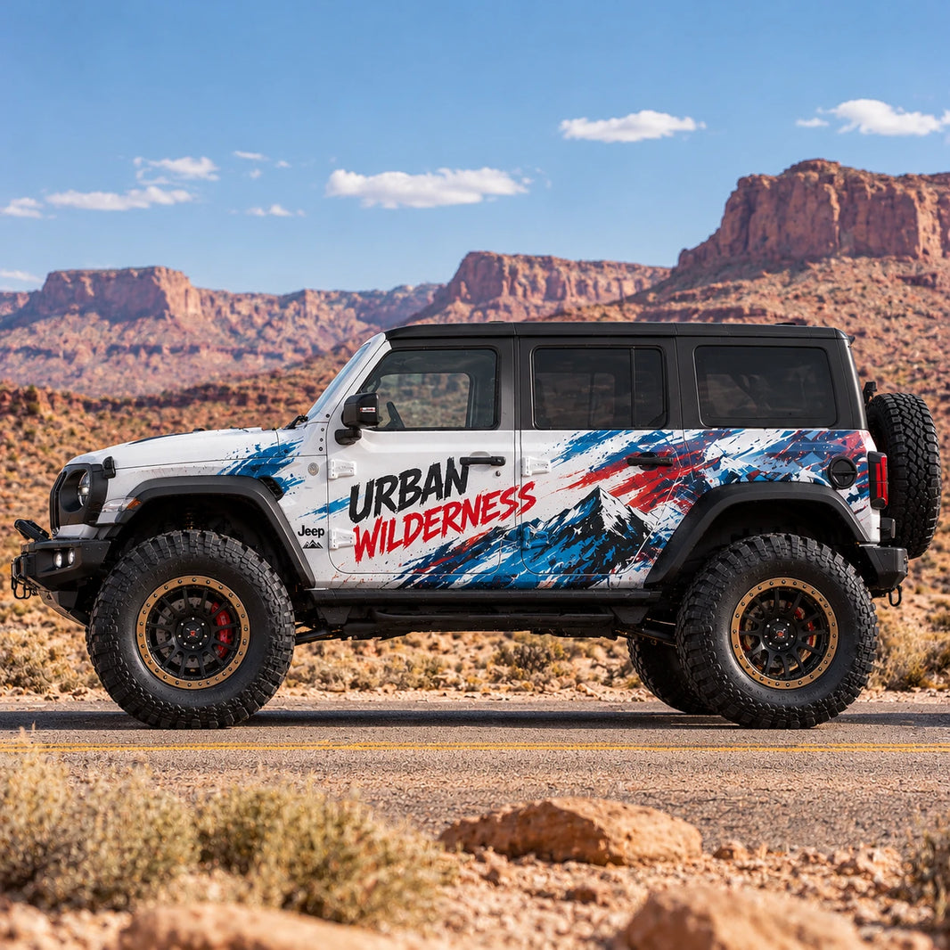 Retro Stripe SUV Decal for Jeep Wrangler | Urban Wilderness Side Graphic Wrap