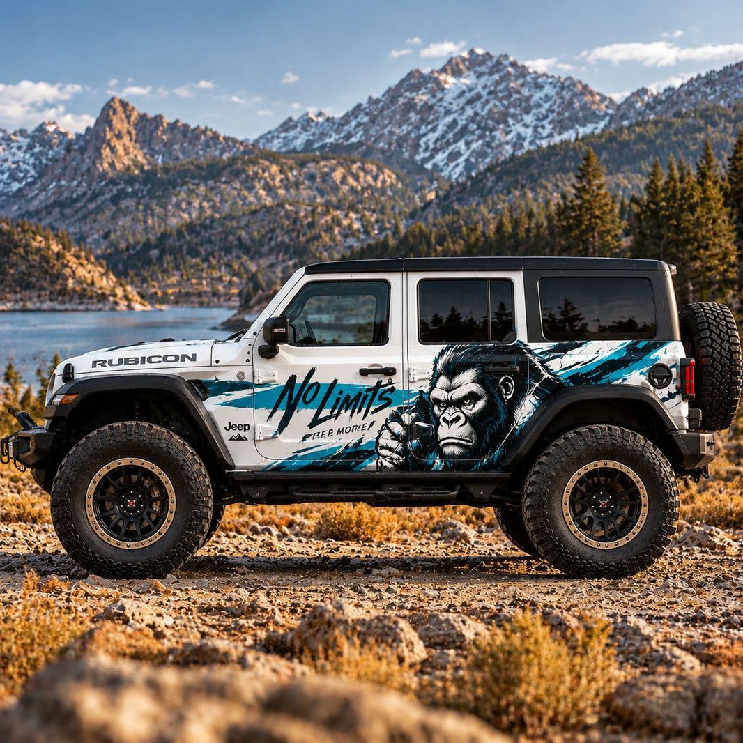 Monkey Stripe SUV Decal for Wrangler | Minimal Animal Side Graphic Wrap
