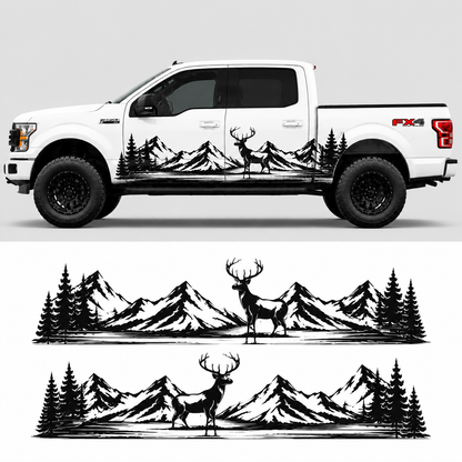 Mountain Elk Truck Decal for Ford F-150 | Wilderness Landscape Side Vinyl Wrap