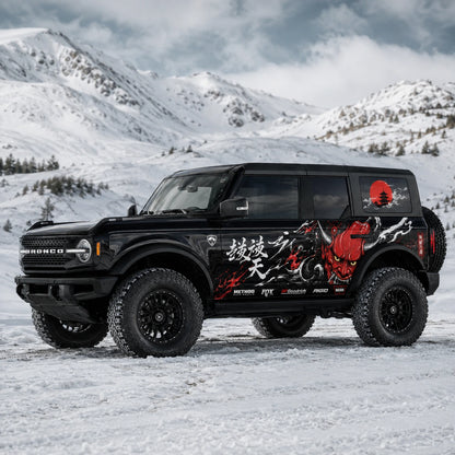 Red Oni Mask SUV Decal for Bronco | Japanese Demon Style Side Graphic Wrap