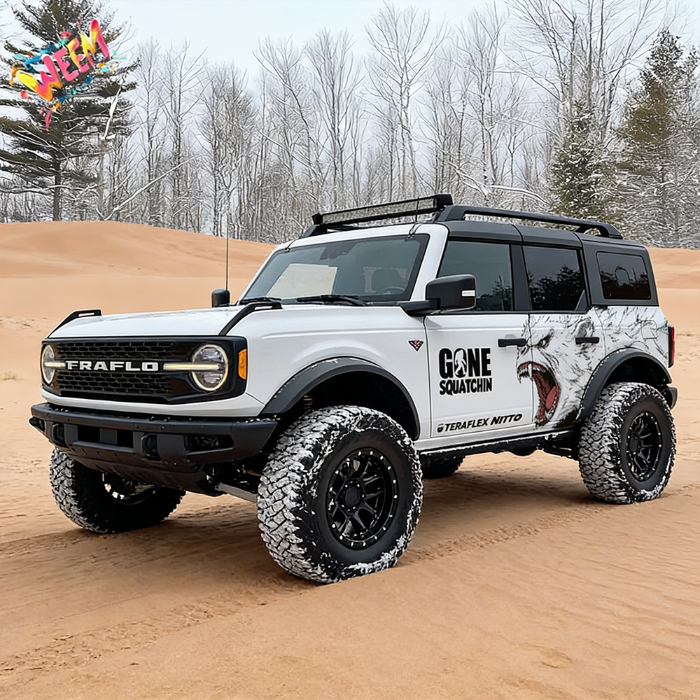 Arctic Wolf SUV Decal Wrap for Jeep Wrangler | Roaring Predator Off-Road Side Graphics