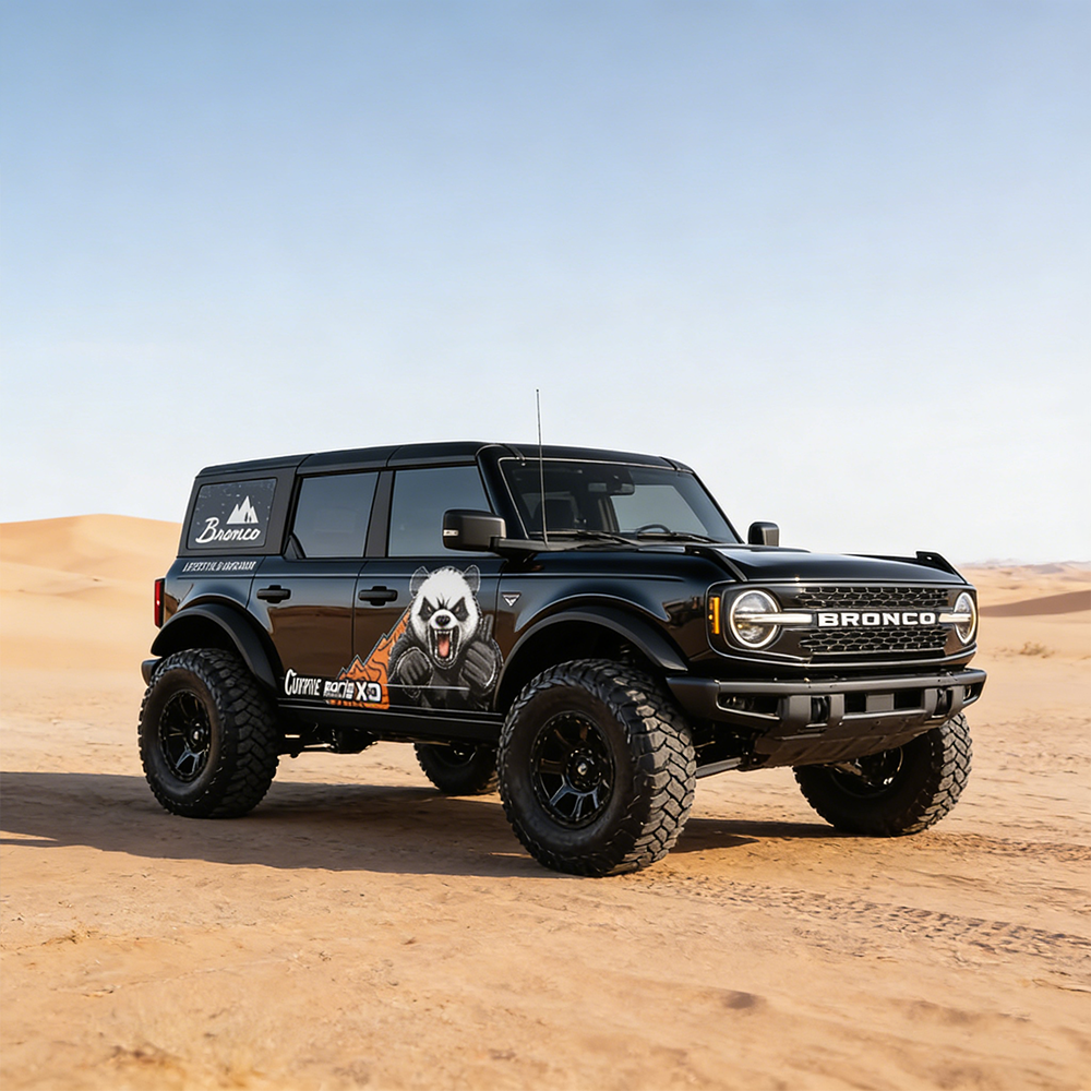 Angry Panda SUV Decal | Off-Road Cartoon Animal Side Graphic Vinyl Wrap Kit