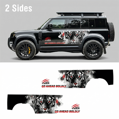 Bold Tiger SUV Decal | Front Face Aggressive Off-Road Side Vinyl Wrap for Defender Bronco